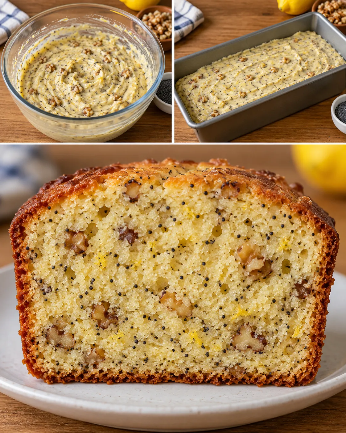 Butter loaf with lemon and poppy seeds — walnuts