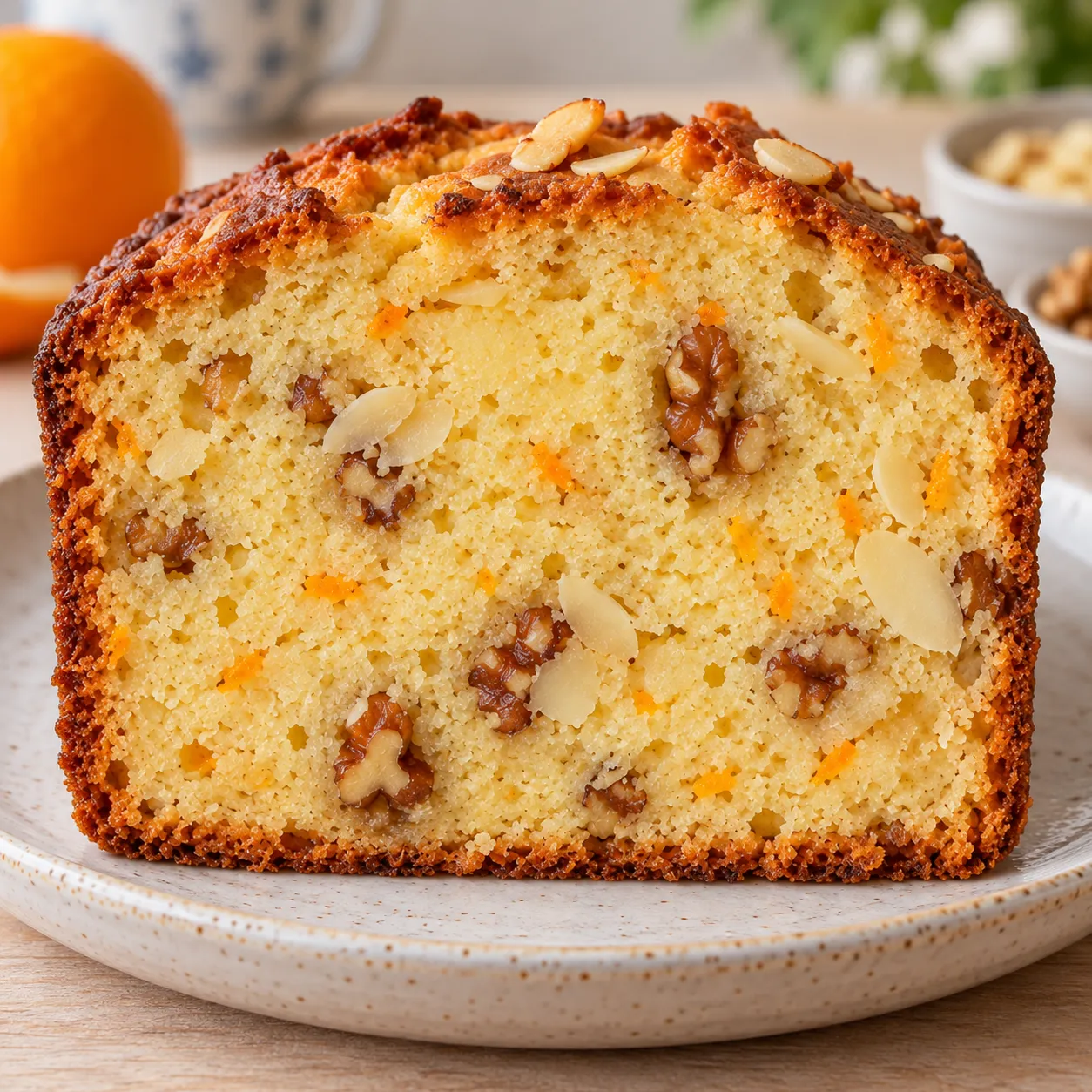 Butter loaf with orange and almonds — walnuts