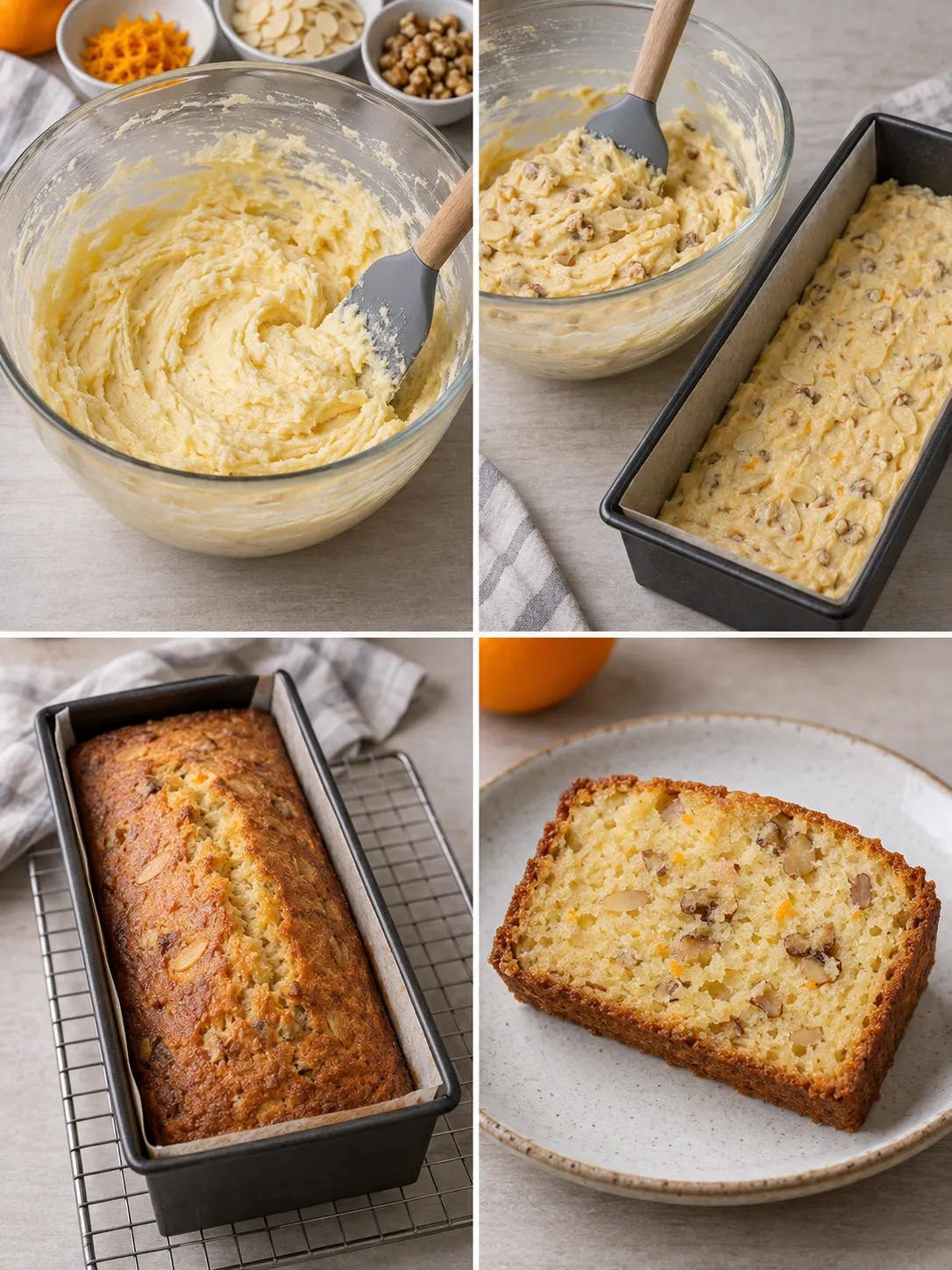 Butter loaf with orange and almonds — walnuts
