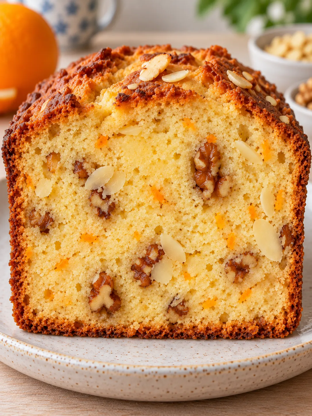 Butter loaf with orange and almonds — walnuts