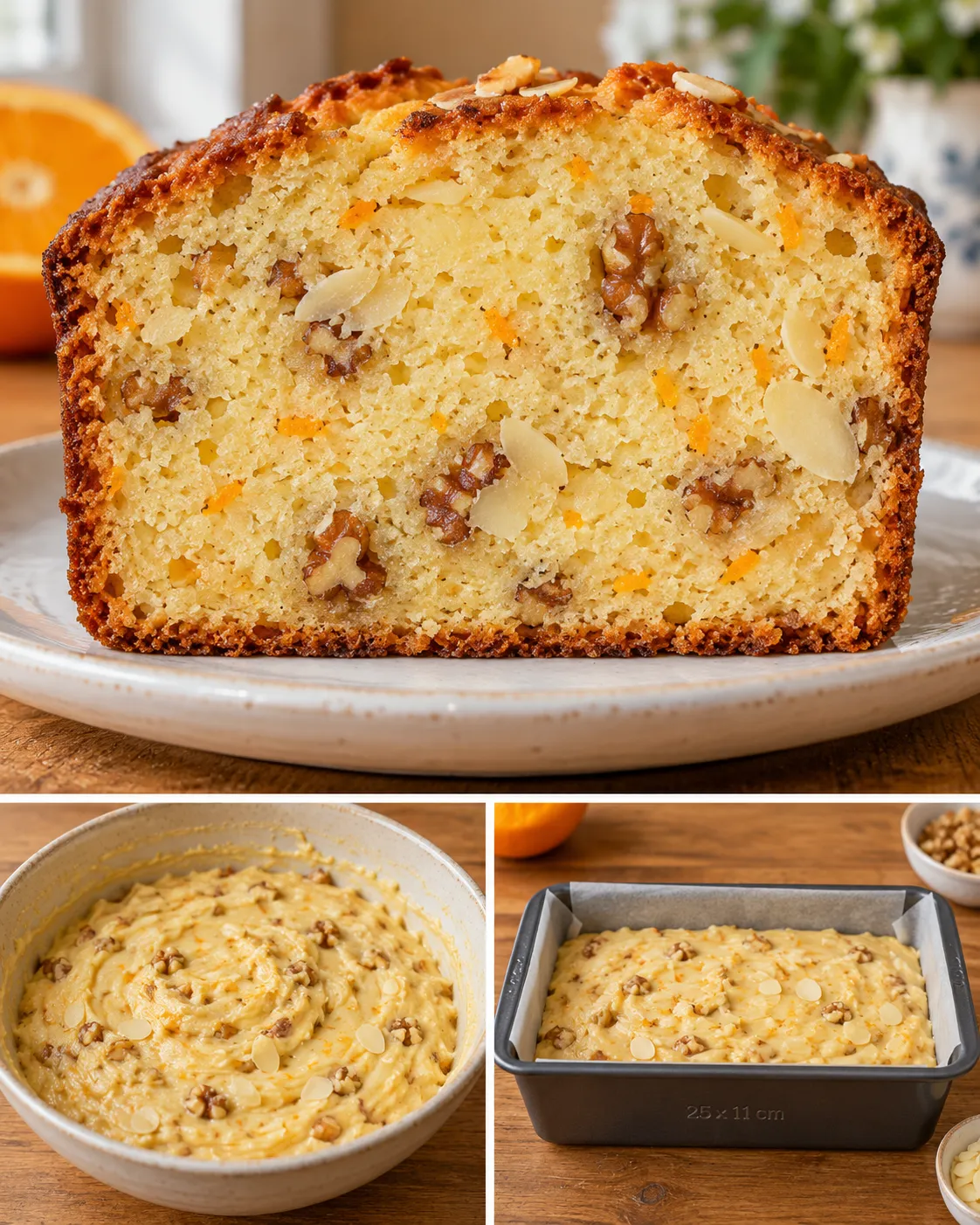 Butter loaf with orange and almonds — walnuts