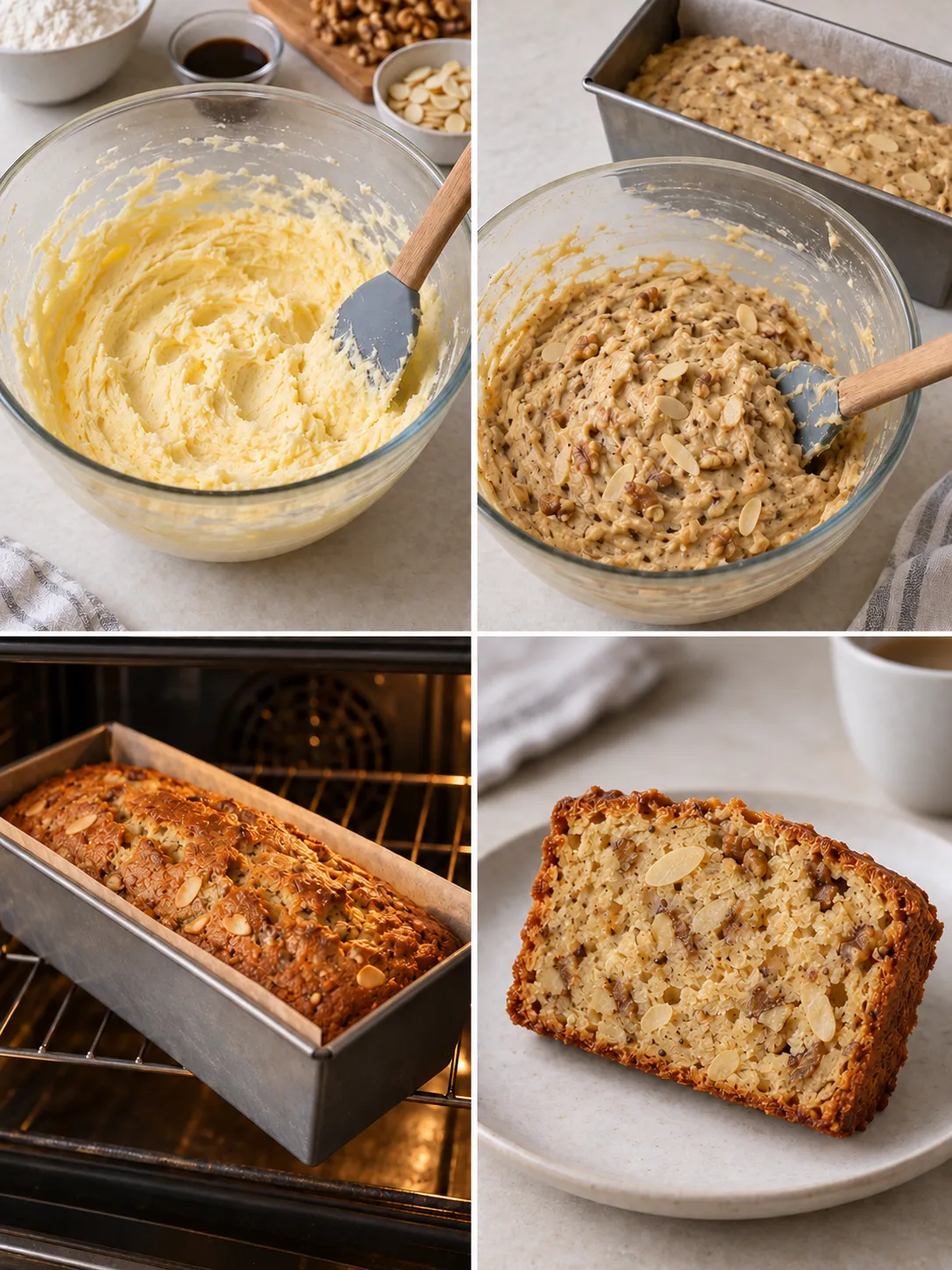 Butter loaf with coffee and walnuts — almonds