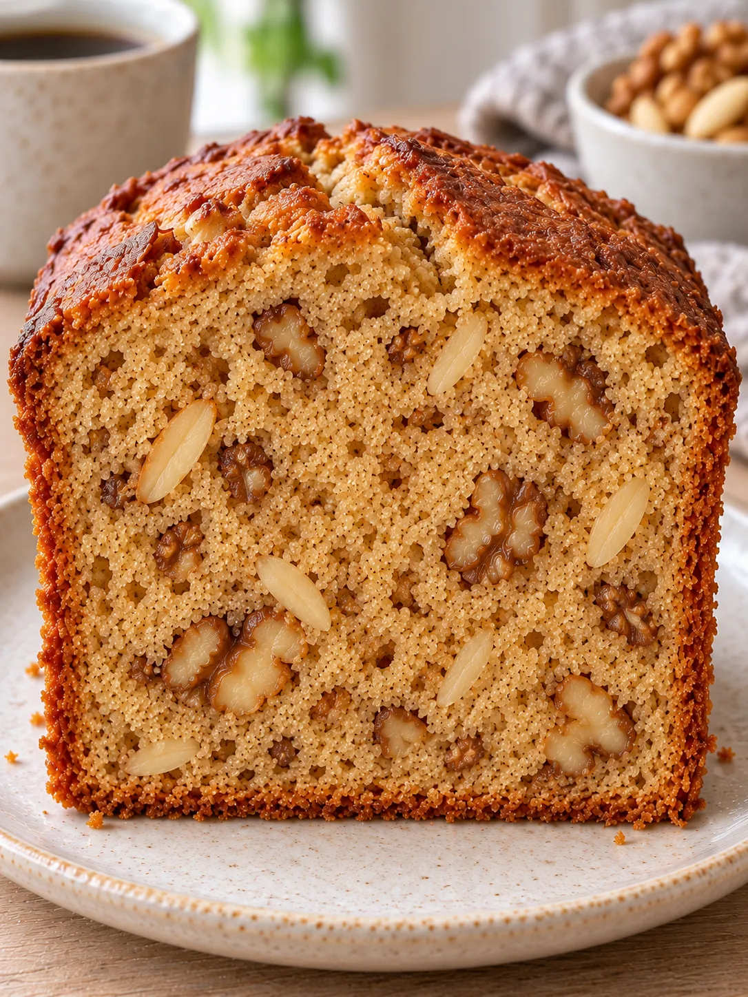 Butter loaf with coffee and walnuts — almonds