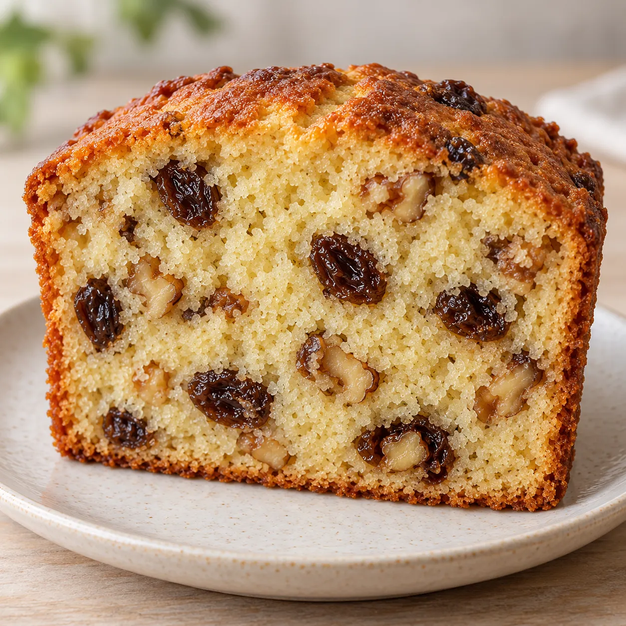 Butter loaf with vanilla and raisins — walnuts