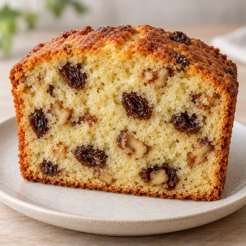 Butter loaf with vanilla and raisins — walnuts