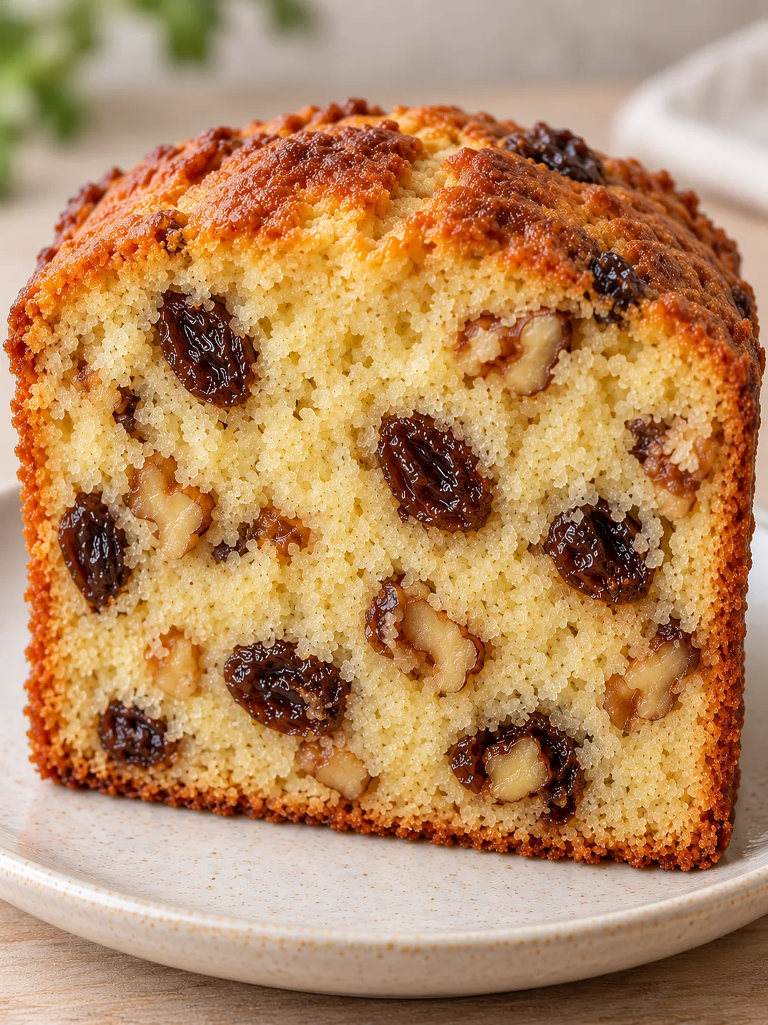 Butter loaf with vanilla and raisins — walnuts