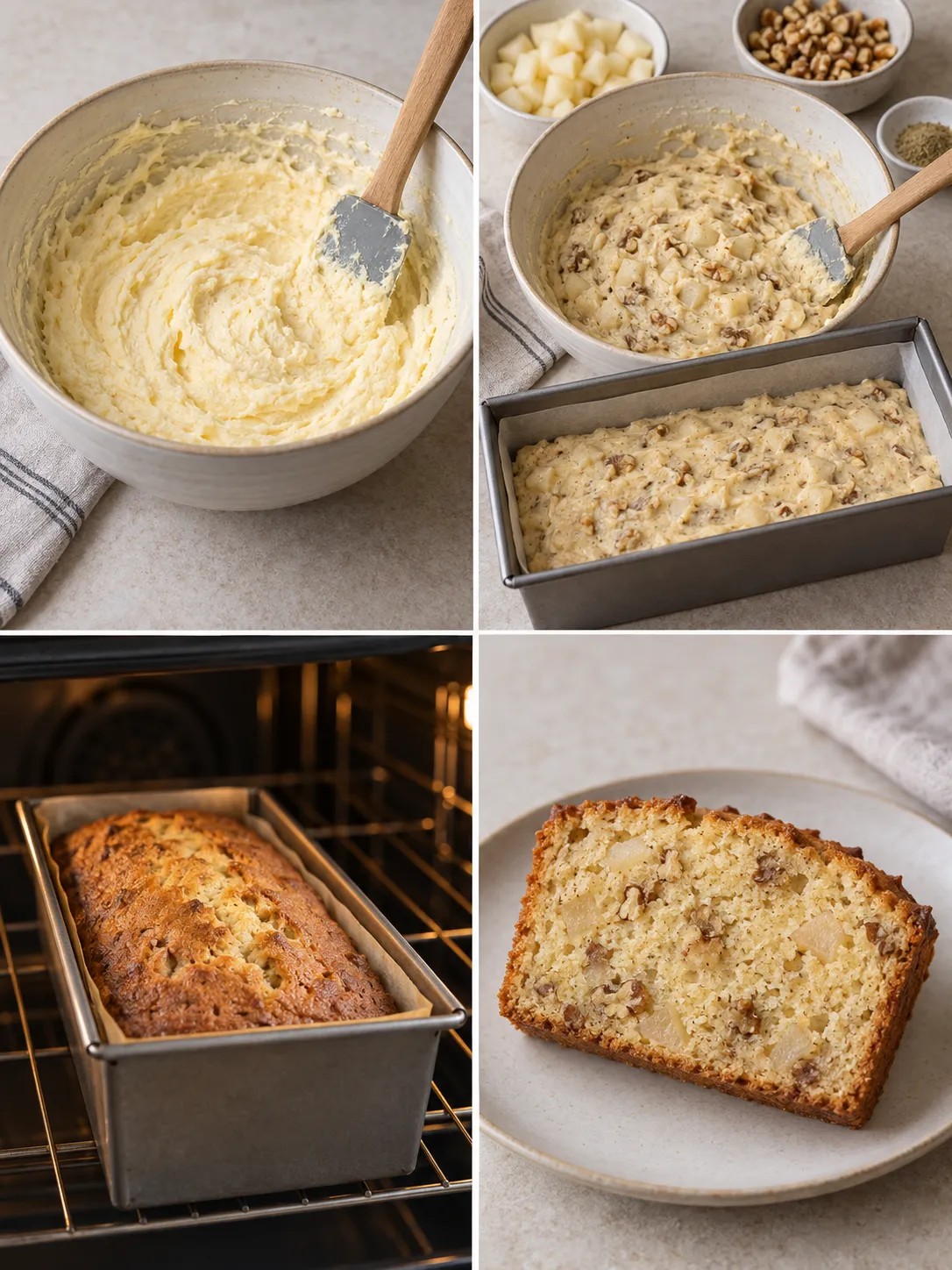 Butter loaf with cardamom and pear — walnuts