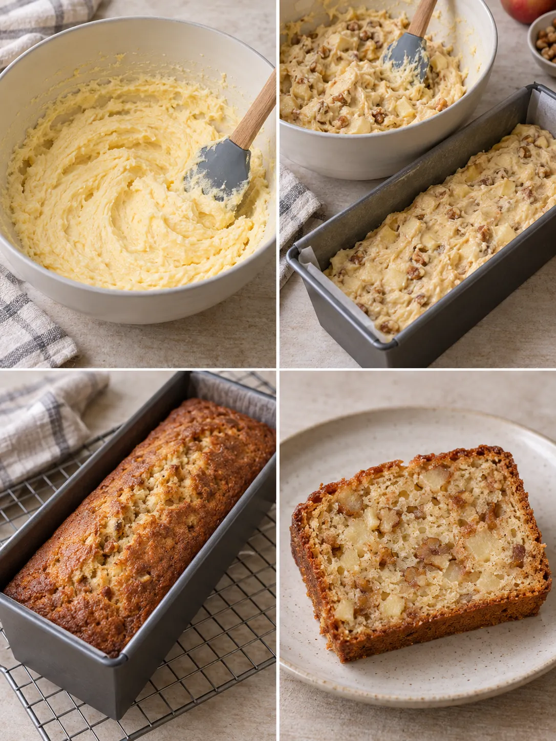Butter loaf with cinnamon and apple — walnuts