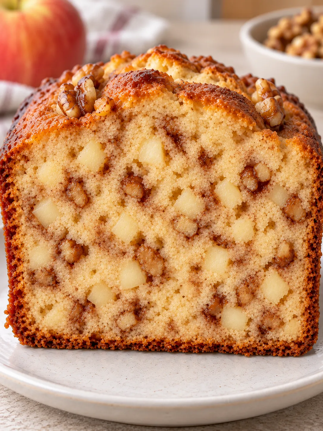 Butter loaf with cinnamon and apple — walnuts