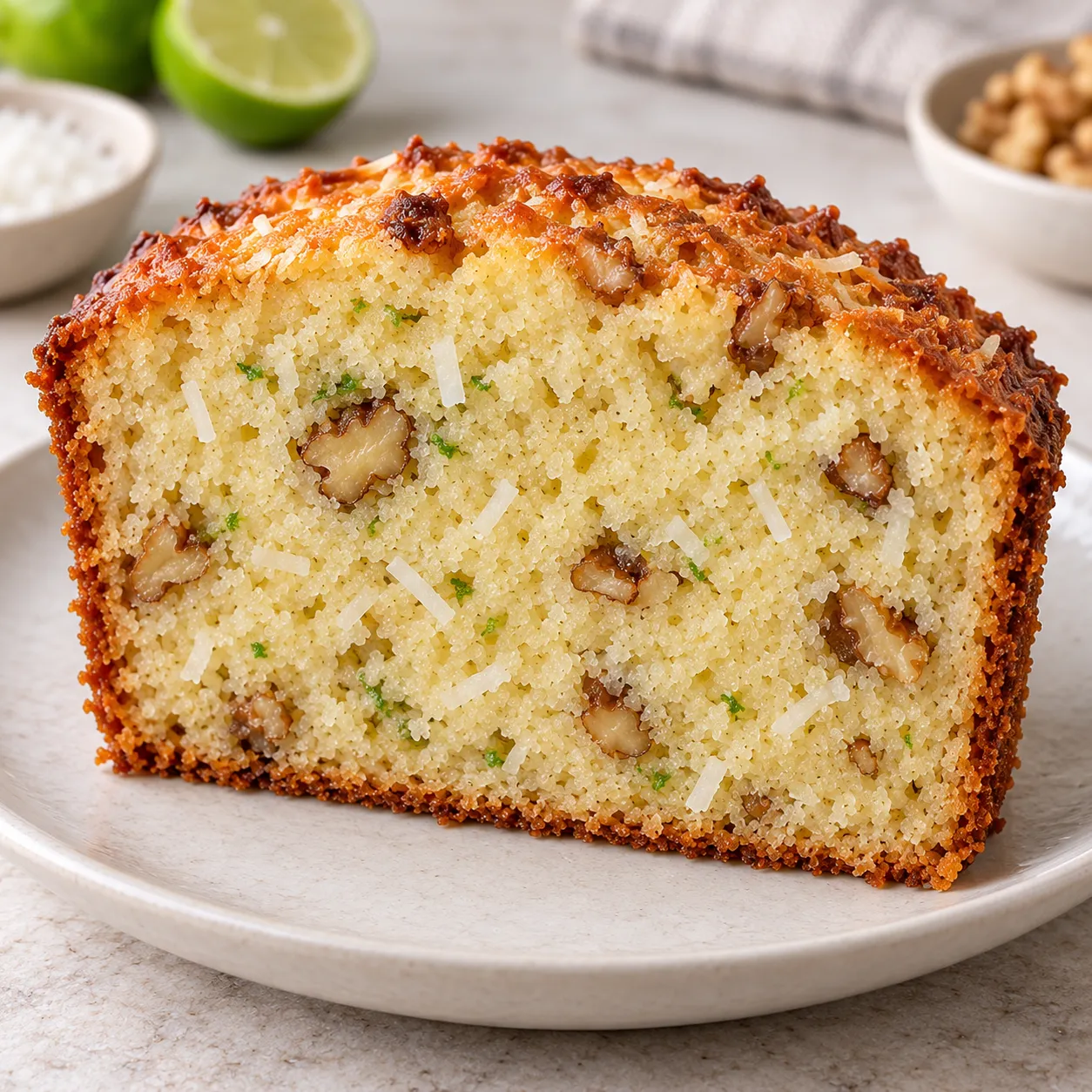 Butter loaf with coconut and lime — walnuts