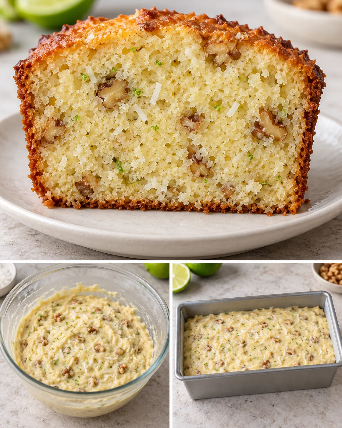 Butter loaf with coconut and lime — walnuts