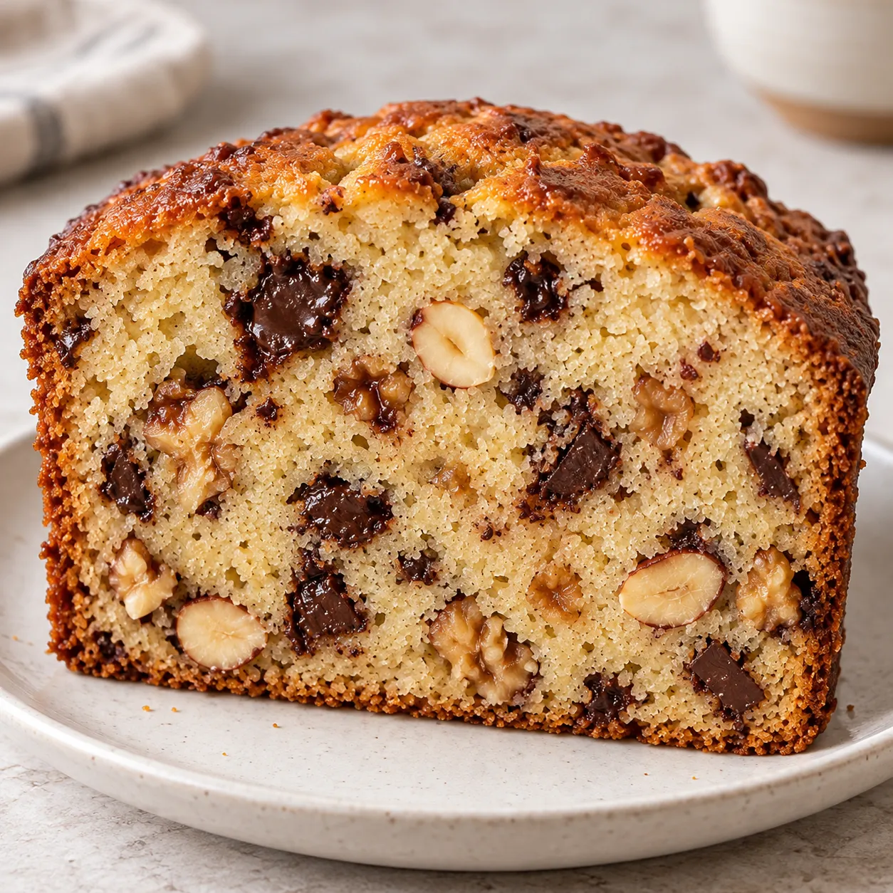 Butter loaf with chocolate and hazelnuts — walnuts