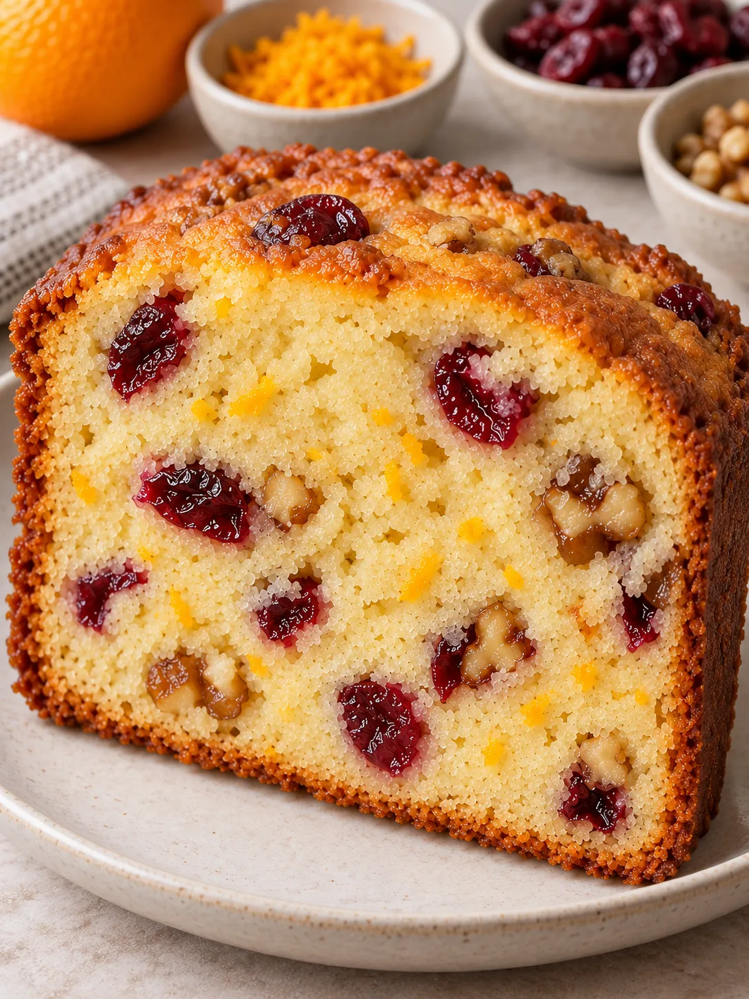 Butter loaf with cranberries and orange — walnuts