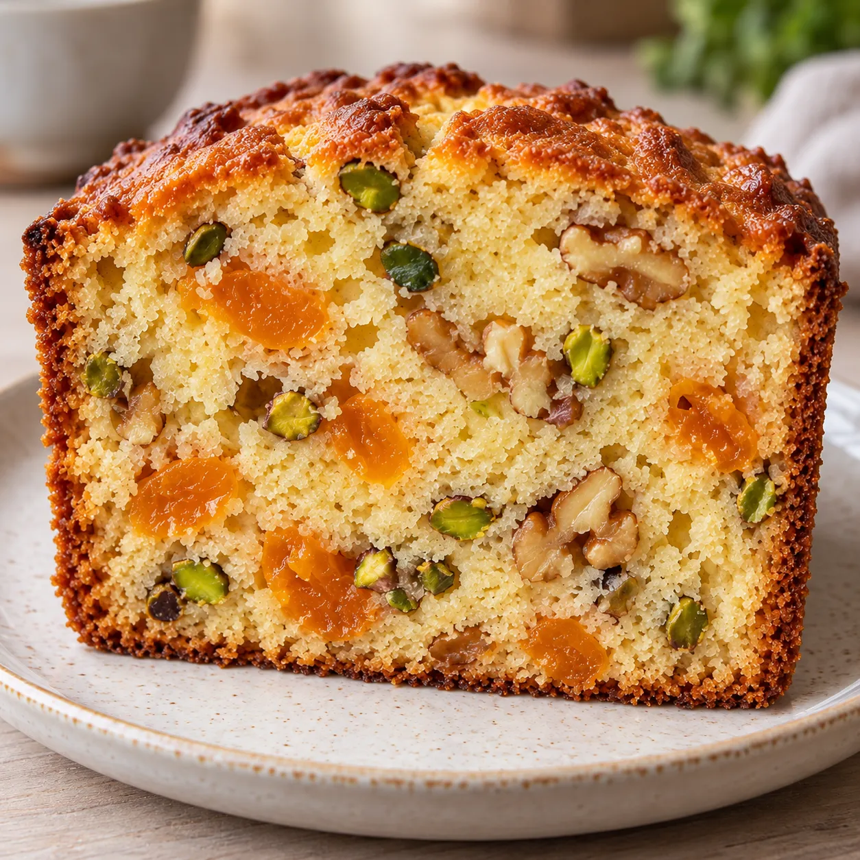 Butter loaf with apricots and pistachios — walnuts