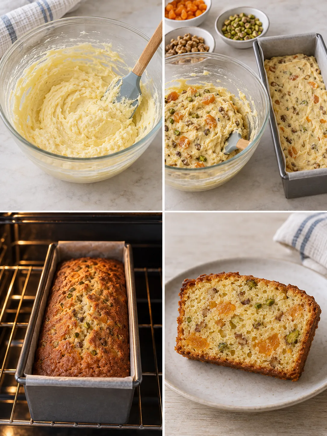 Butter loaf with apricots and pistachios — walnuts