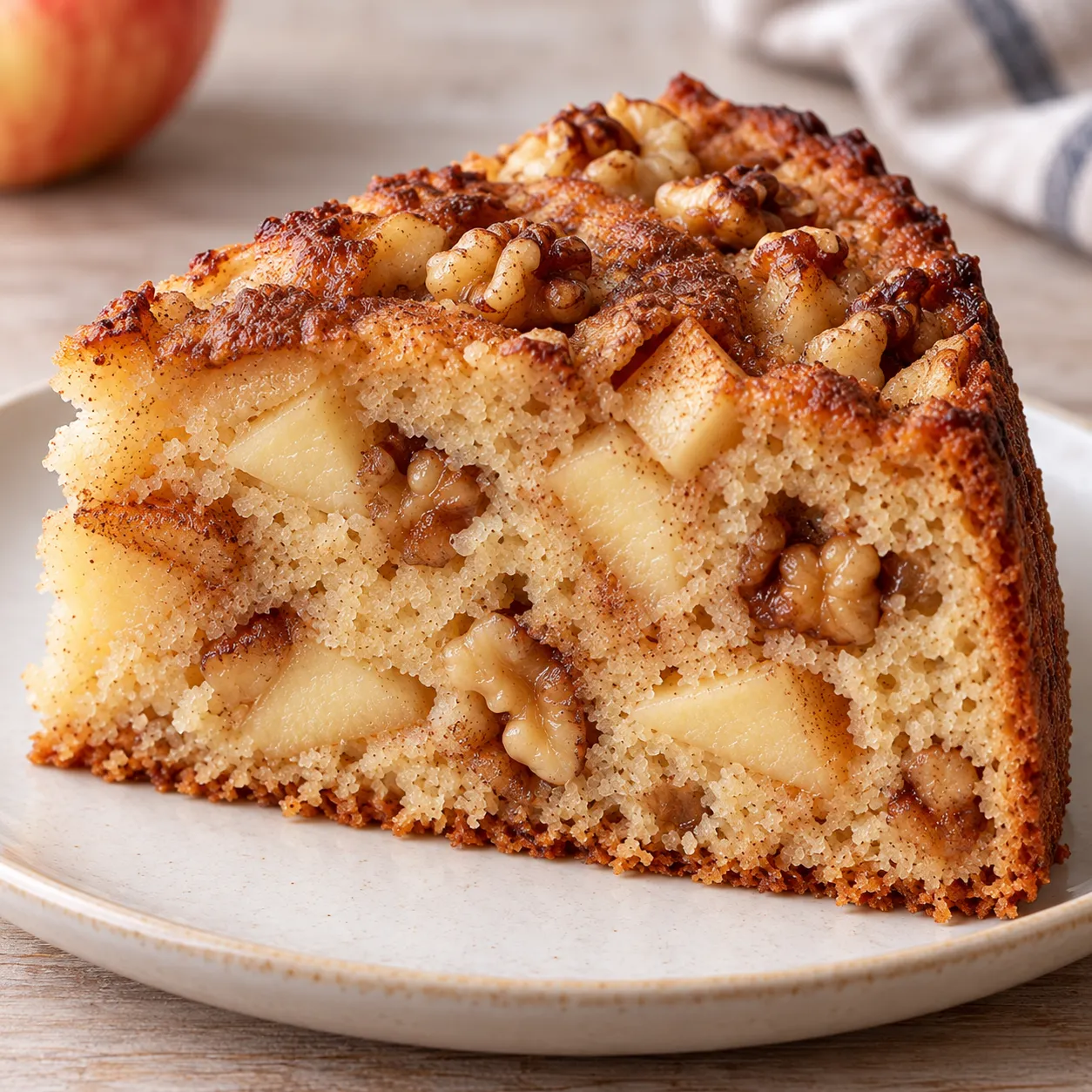 Yogurt cake with apple and cinnamon — walnuts