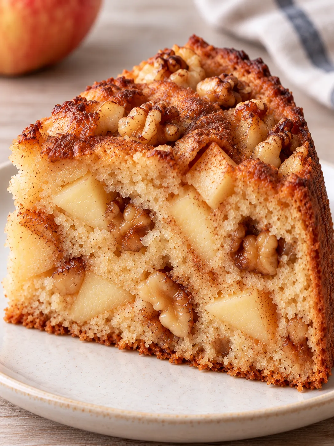 Yogurt cake with apple and cinnamon — walnuts