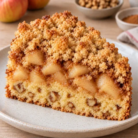 Crumble cake with apple and cinnamon — walnuts