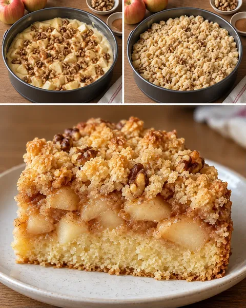 Crumble cake with apple and cinnamon — walnuts
