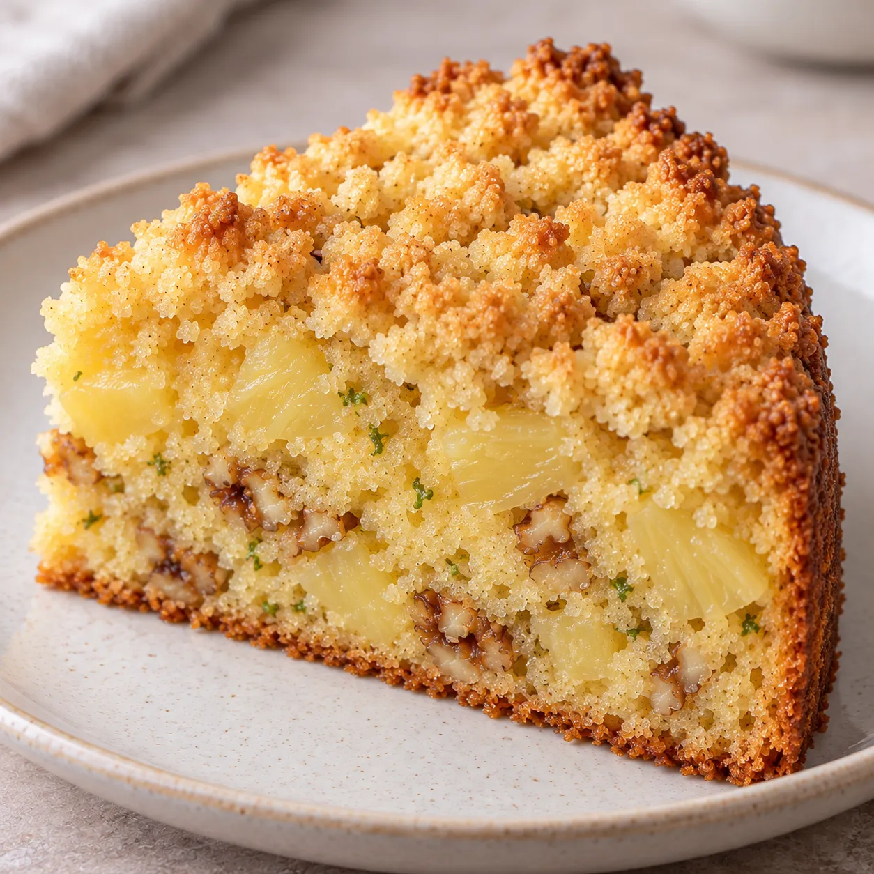 Crumble cake with pineapple and lime — walnuts