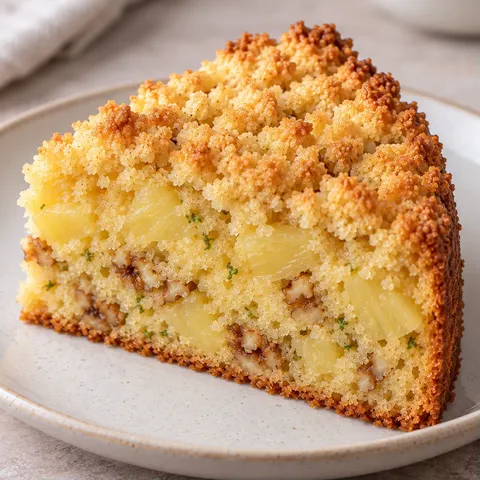 Crumble cake with pineapple and lime — walnuts