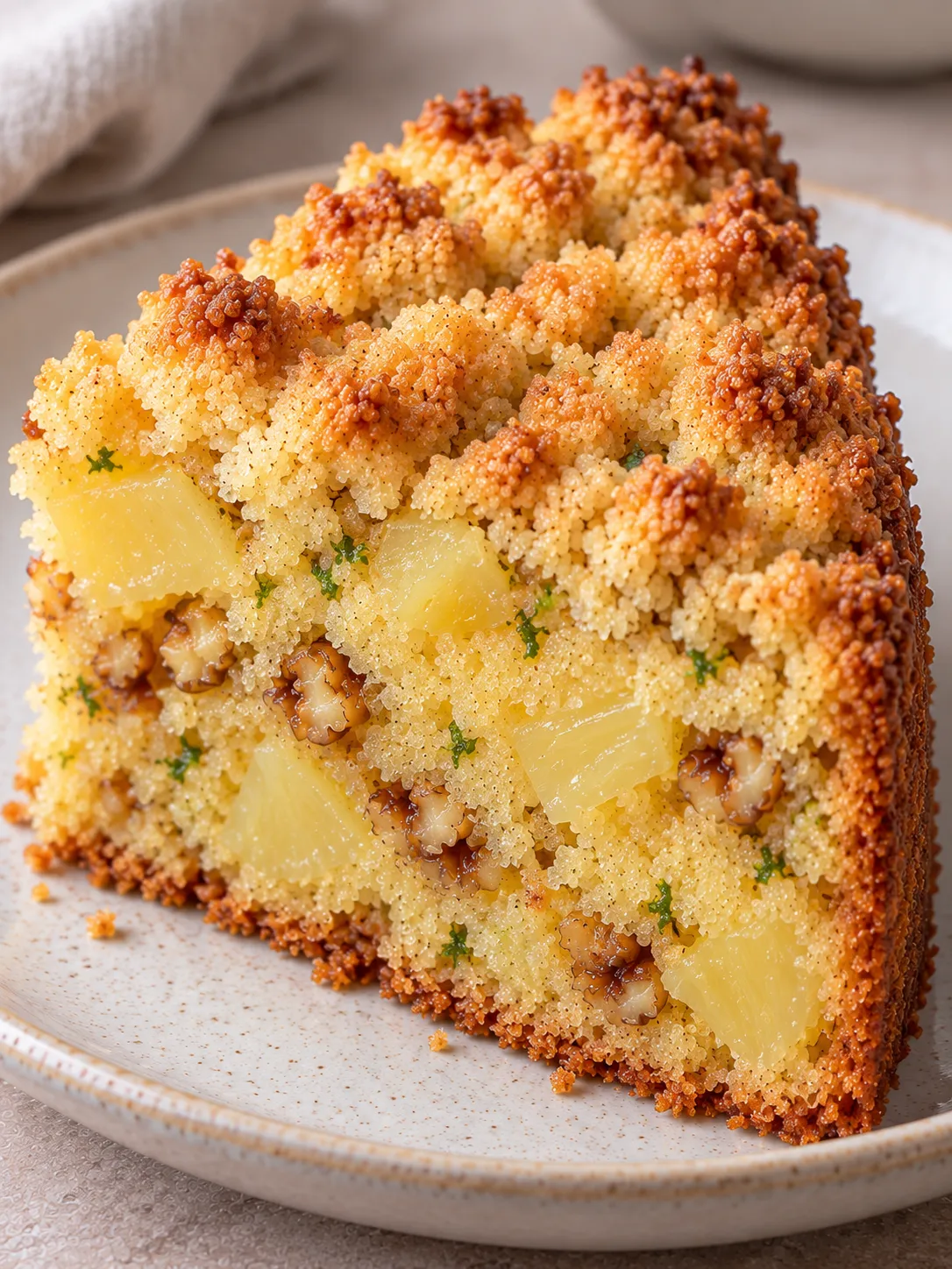 Crumble cake with pineapple and lime — walnuts