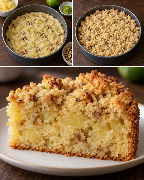 Crumble cake with pineapple and lime — walnuts