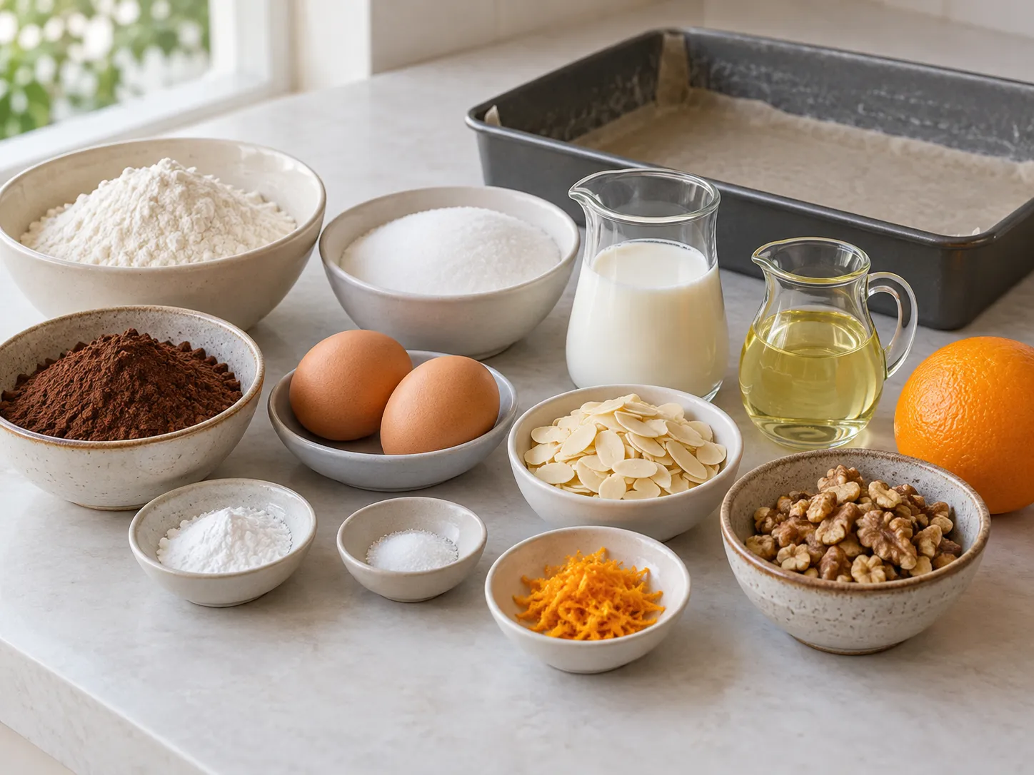 all-purpose wheat flour, unsweetened cocoa powder, granulated sugar, baking powder