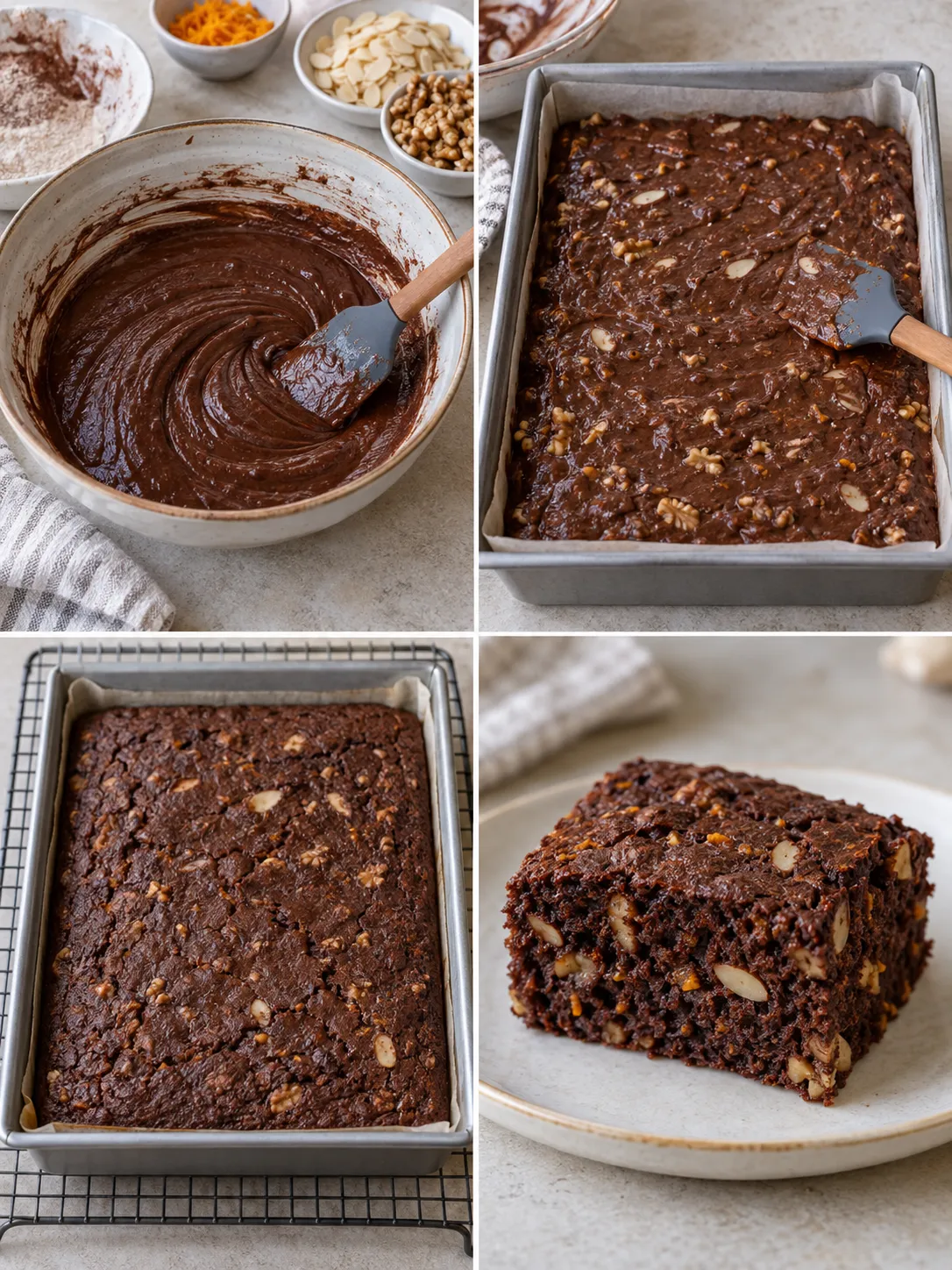 Chocolate sheet cake with orange and almonds — walnuts
