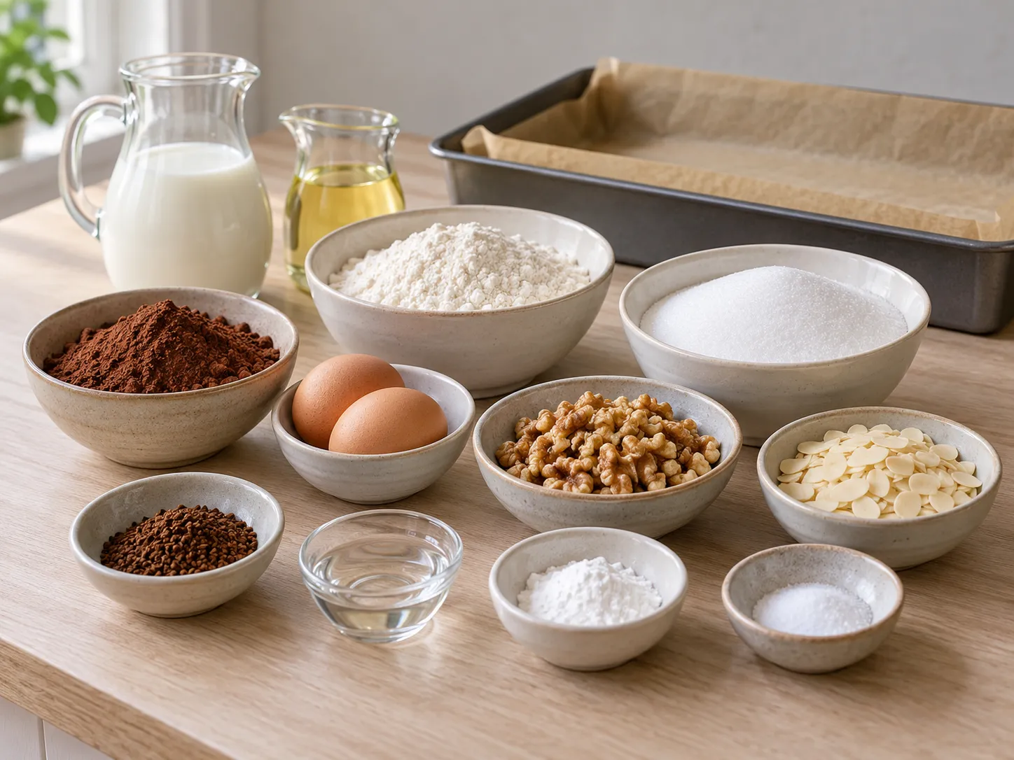 all-purpose wheat flour, unsweetened cocoa powder, granulated sugar, baking powder