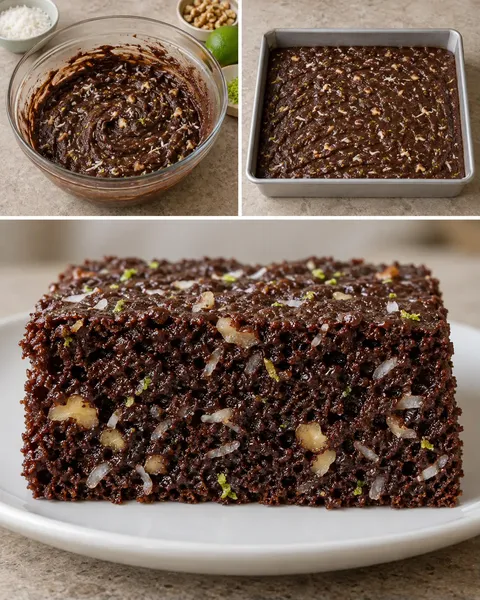 Chocolate sheet cake with coconut and lime — walnuts