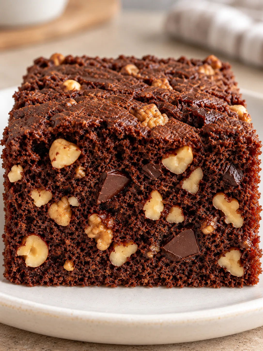 Chocolate sheet cake with chocolate and hazelnuts — walnuts