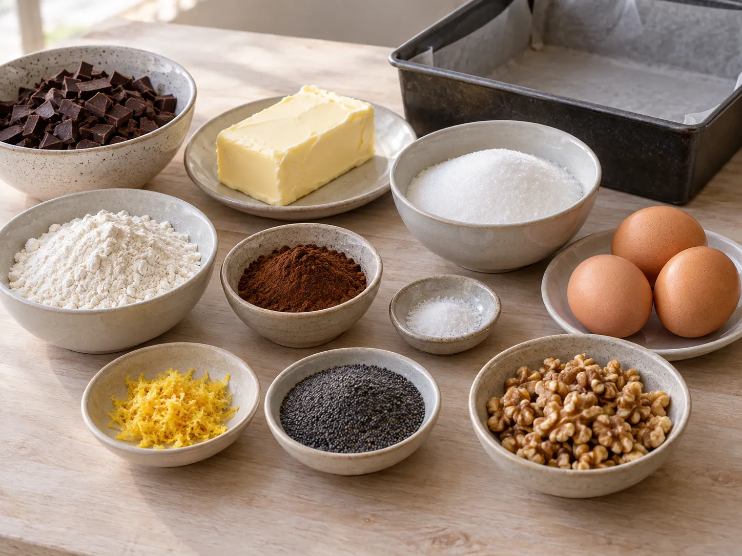 dark chocolate, chopped, unsalted butter, softened, granulated sugar, large eggs