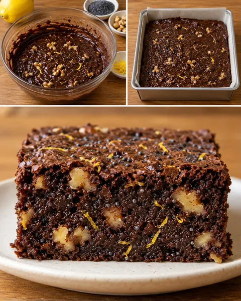 Brownies with lemon and poppy seeds — walnuts
