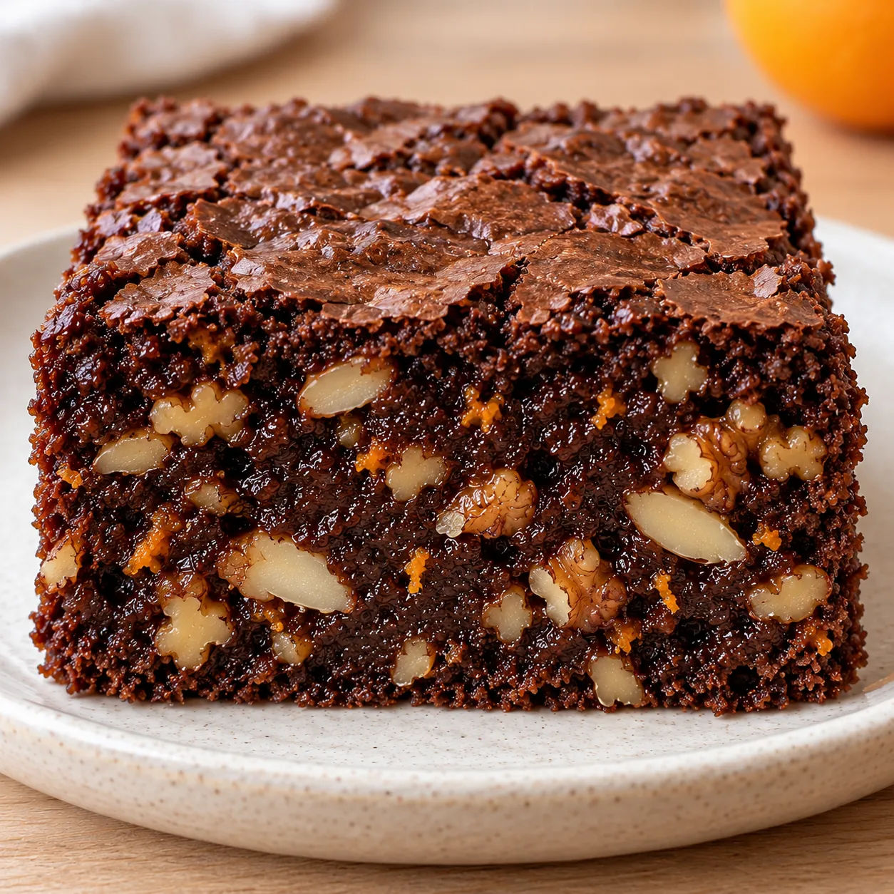 Brownies with orange and almonds — walnuts