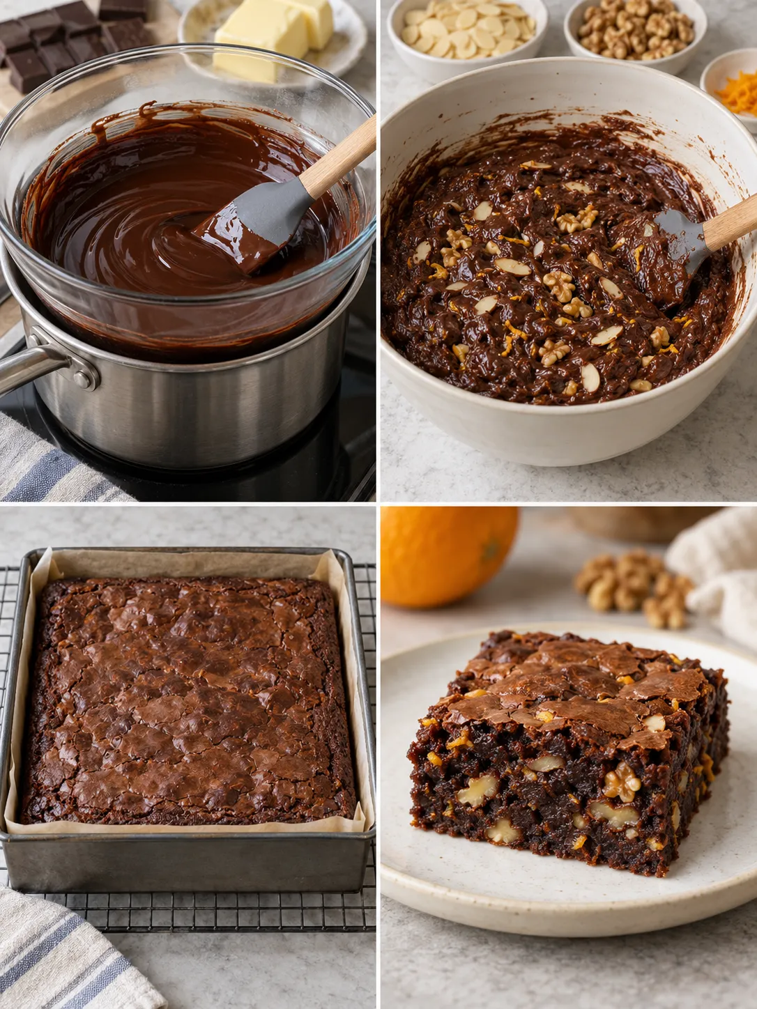 Brownies with orange and almonds — walnuts