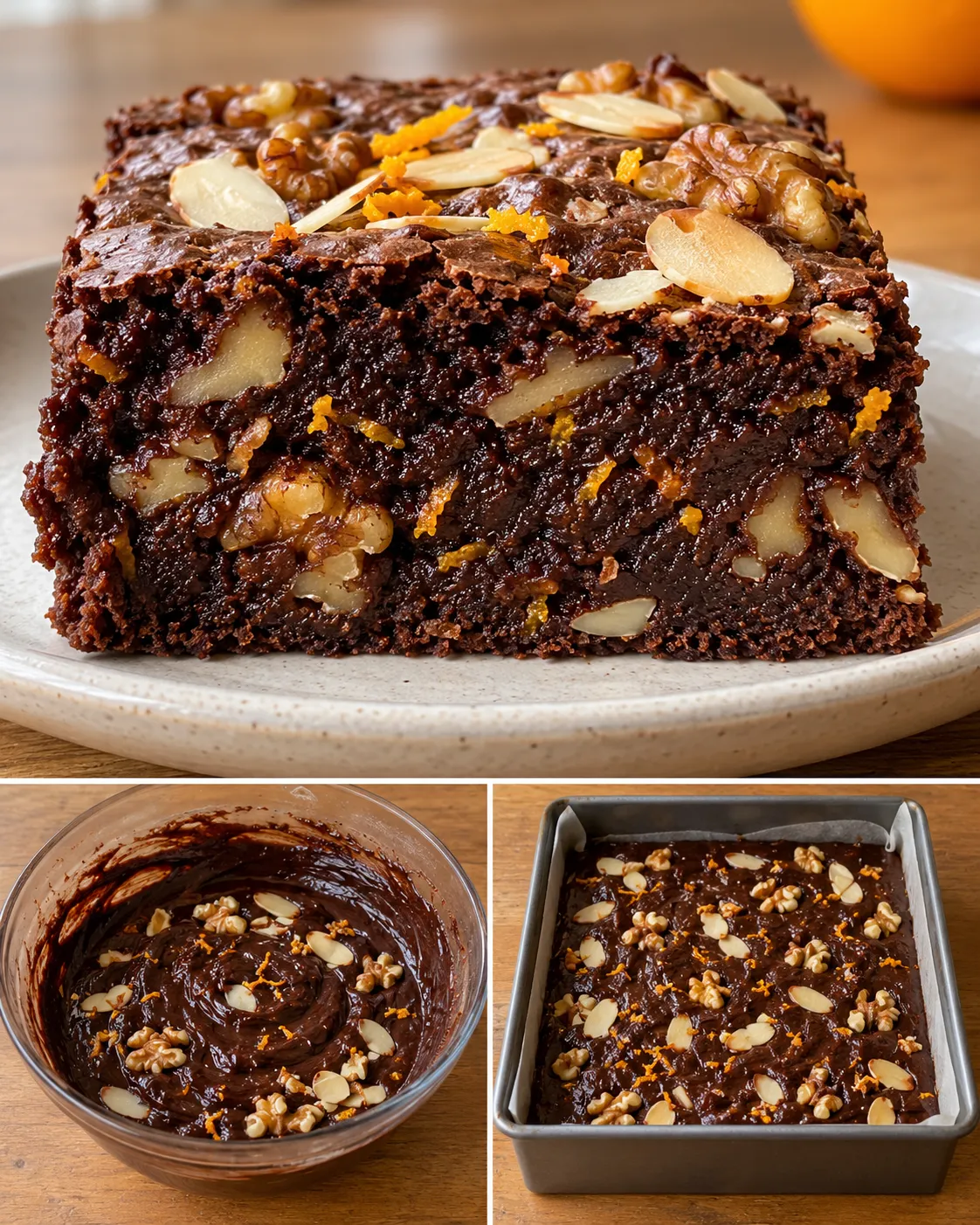 Brownies with orange and almonds — walnuts