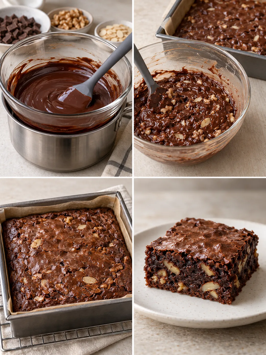 Brownies with coffee and walnuts — almonds