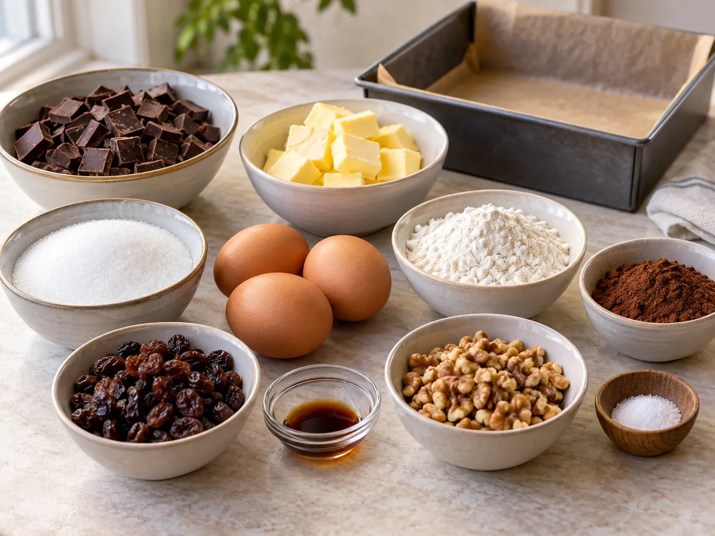 dark chocolate, chopped, unsalted butter, softened, granulated sugar, large eggs