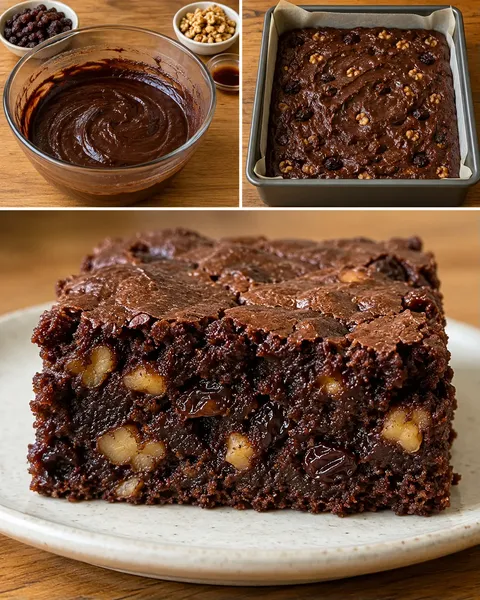 Brownies with vanilla and raisins — walnuts