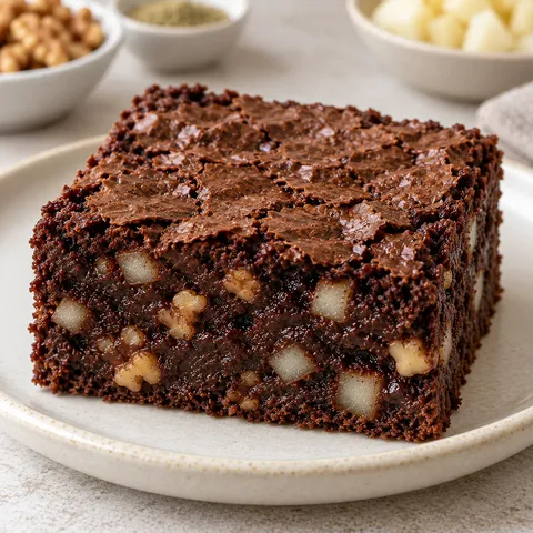 Brownies with cardamom and pear — walnuts