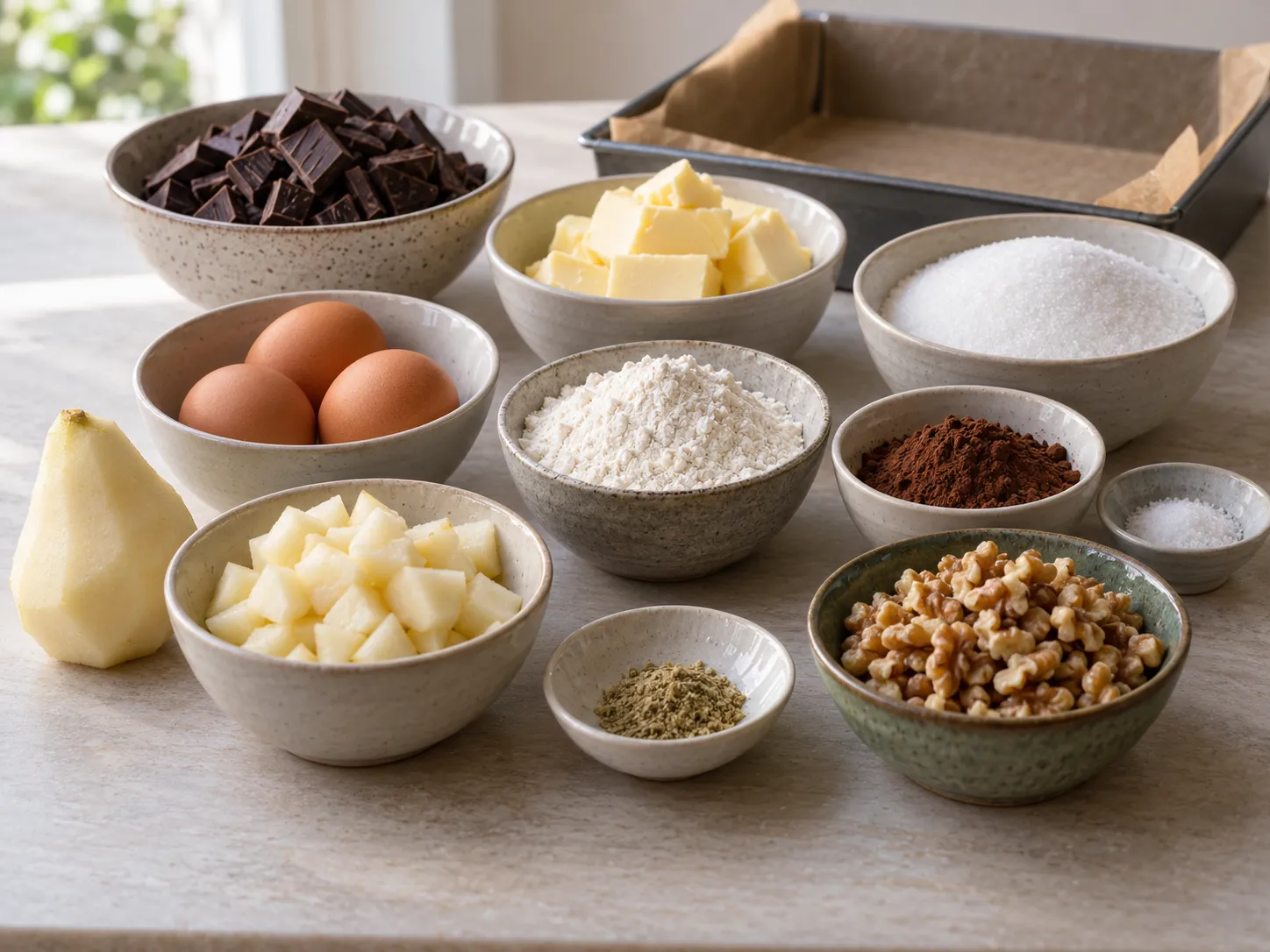 dark chocolate, chopped, unsalted butter, softened, granulated sugar, large eggs