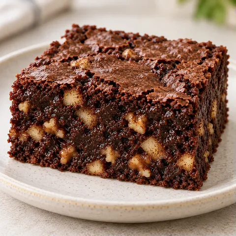Brownies with cinnamon and apple — walnuts