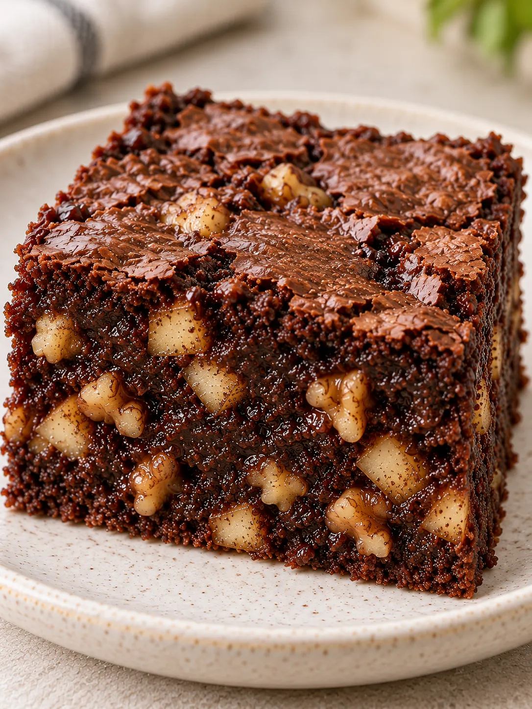 Brownies with cinnamon and apple — walnuts