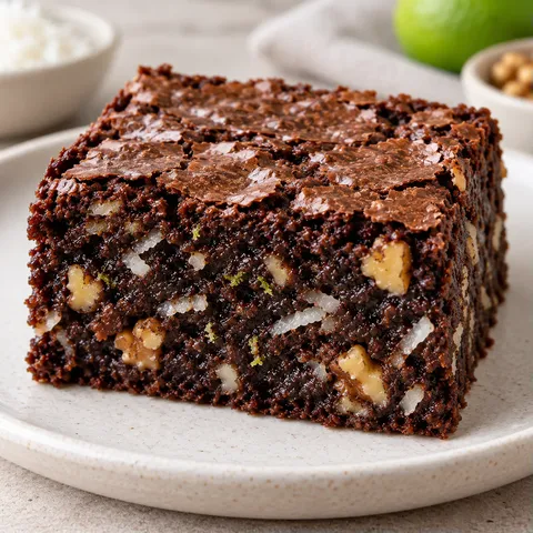 Brownies with coconut and lime — walnuts