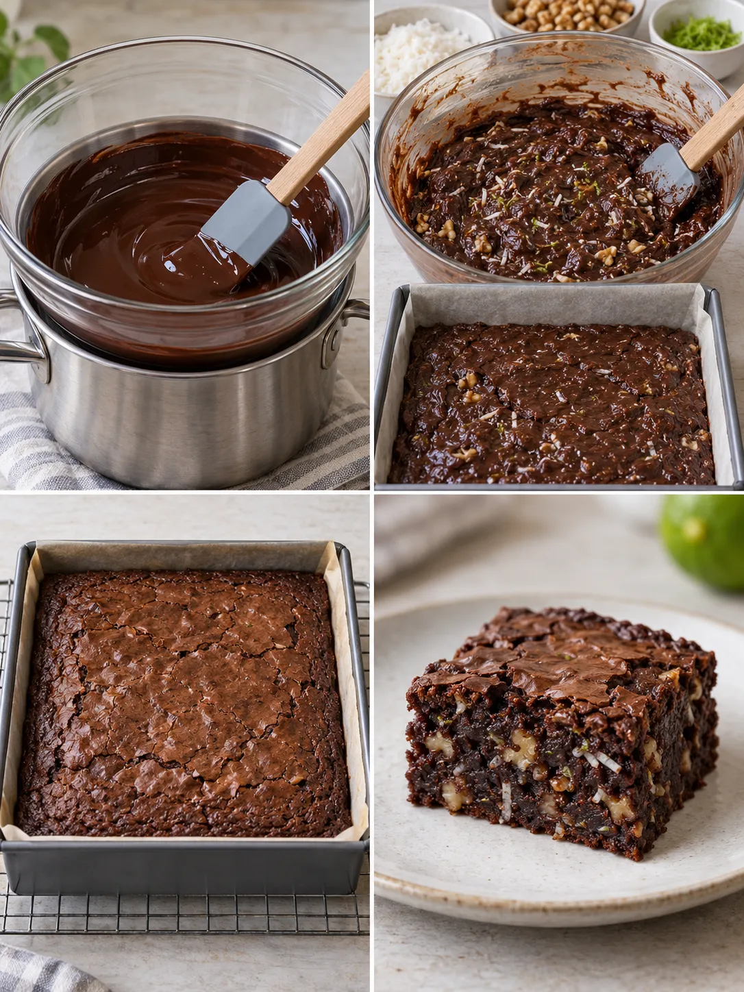 Brownies with coconut and lime — walnuts
