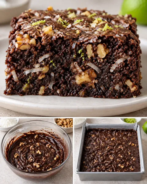 Brownies with coconut and lime — walnuts