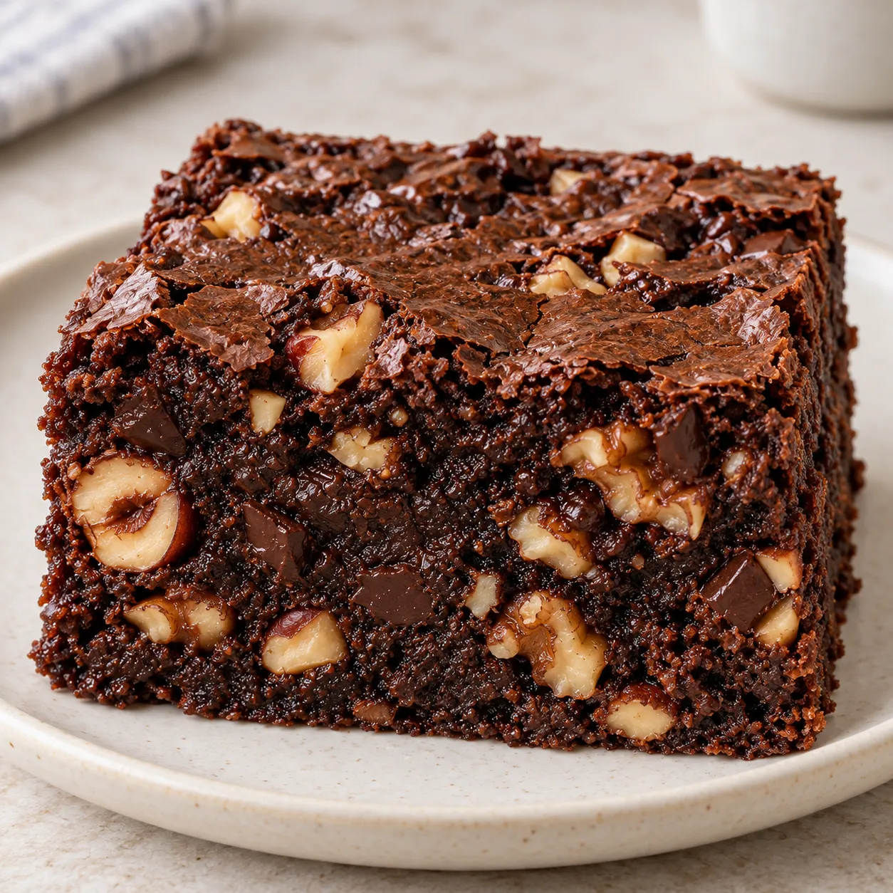 Brownies with chocolate and hazelnuts — walnuts