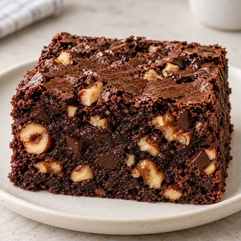 Brownies with chocolate and hazelnuts — walnuts
