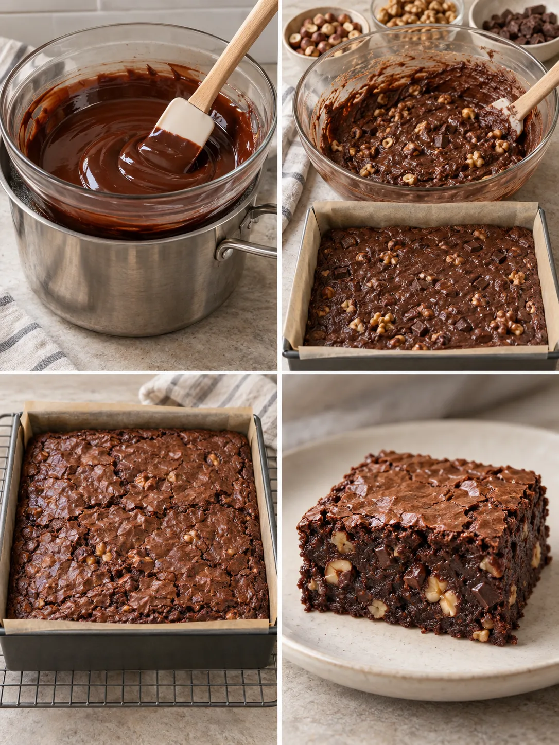 Brownies with chocolate and hazelnuts — walnuts